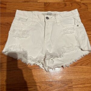 Abercrombie & Fitch White Frayed Jean Shorts